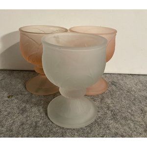 3 Vintage Indiana Glass 1960's Tiara Dessert /Goblets 2 Pink and  White #1161